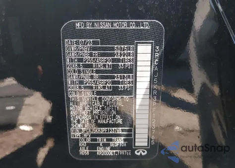 2023 Infiniti Qx55 Essential Awd z USA, uszkodzony, nr VIN 3PCAJ5KR3PF123765